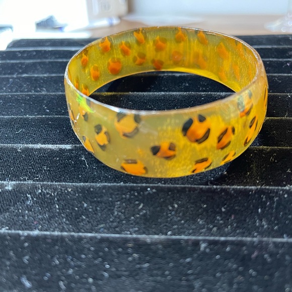 Vintage bangle bracelet cheetah leopard print retro - Picture 6 of 7